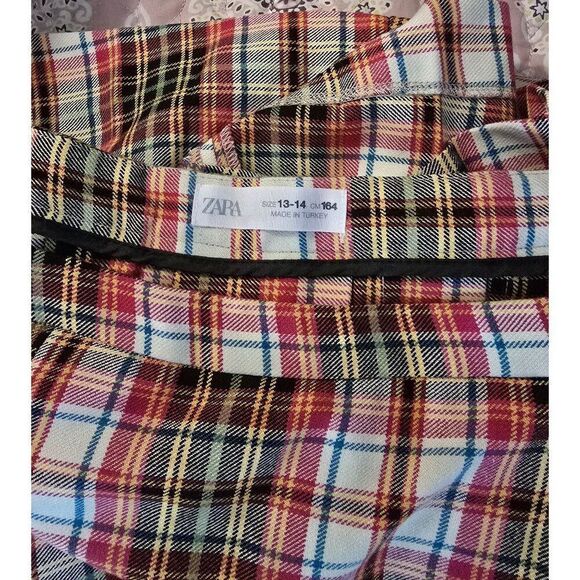 Zara Girls Plaid Pleated Mini Skirt Size 13-14 Multicolor School Style academia - Picture 8 of 10